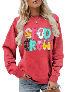 Damen lässig Rundhals Langarm Sweatshirt bequemer Herbst Winter roter Pullover Top