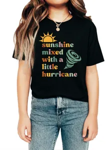 Kids black short sleeve t-shirt featuring graphic print and quote. Comfortable cotton apparel.