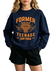 Casual women long sleeve sweatshirt featuring stylish tiger graphic print and classic crewneck.