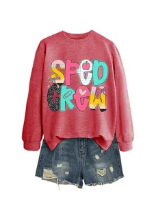 Bequemer Damen Rundhals Langarm Sweatshirt mit süßem Grafikdruck für den herbstlichen Alltag.