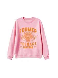 Pink crewneck sweatshirt for women featuring vintage tiger graphic and stylish typography print.
