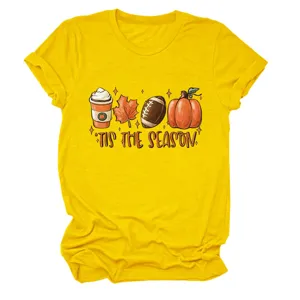Donna carino autunno zucca grafica t-shirt manica corta, girocollo casual top maglietta.