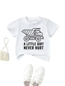 Toddler short sleeve t-shirt with cute truck graphic and fun lettering for casual daily wear.