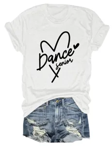 Γυναικείο casual t-shirt με κοντό μανίκι και στρογγυλή λαιμόκοψη με τύπωμα dance senior.