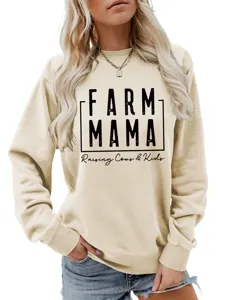 Damen lässiges Langarm Sweatshirt mit süßem Buchstabenprint für den täglichen Alltag.