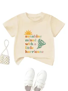 Kids graphic t-shirt with sunshine slogan and tornado print. Soft casual cotton top for daily wear.