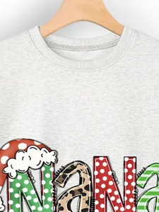 Women's Christmas NANA print sweatshirt casual long sleeve grey top festive holiday wear