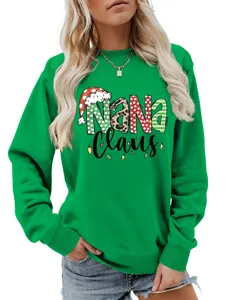 Women Christmas Nana Claus Graphic Sweatshirt Long Sleeve Holiday Casual Pullover Top