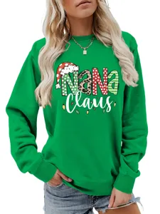 Women Christmas Nana Claus Graphic Sweatshirt Long Sleeve Holiday Casual Pullover Top