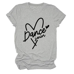 Casual γκρι γυναικείο t-shirt με στρογγυλή λαιμόκοψη και κοντό μανίκι με τύπωμα.