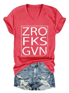 Women casual V-neck short sleeve T-shirt with letter print, stylish summer top for daily wear.
