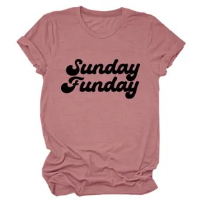 Dames vintage stijl Sunday Funday grafische ronde hals korte mouw casual t-shirt top