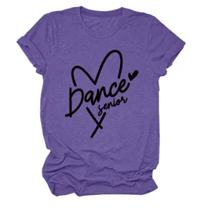 Γυναικείο casual t-shirt κοντό μανίκι με τύπωμα dance senior και άνετο casual top.