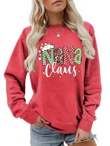 Women Christmas Nana Claus Graphic Sweatshirt Long Sleeve Holiday Casual Pullover Top