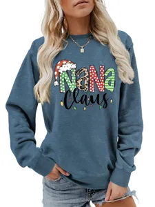 Womens Christmas Nana Claus graphic sweatshirt long sleeve crewneck holiday pullover top.
