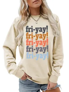 Women casual long sleeve crewneck sweatshirt with colorful letter print daily wear