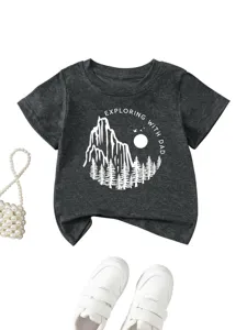 T-shirt à manches courtes pour bébé garçon et fille graphique montagne été