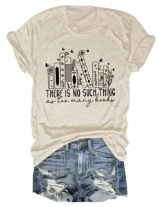 Dames casual ronde hals korte mouw t-shirt met boeken grafische print en citaat top.