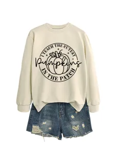 Herbst lehrer sweatshirt freizeit rundhalsausschnitt langarm oberteil mit kürbis grafik.