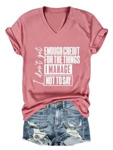 Casual γυναικείο t-shirt V-neck κοντομάνικο με αστείο τύπωμα στάμπα καθημερινό.