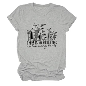 Casual grijs T-shirt met korte mouwen en boekgrafische print, comfortabele katoenmix top.
