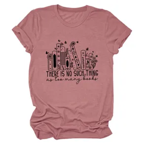 Strokleurige korte mouw t-shirt met chic boek illustratie print en inspirerende quote tekst.