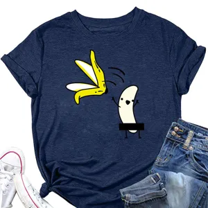 Γυναικείο αστείο T-shirt με τύπωμα μπανάνας κοντομάνικο καλοκαιρινό casual top