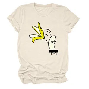 Gynaikeio t-shirt me print mpananas, casual kalokairino top me strogguly laimory style.