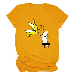 Casual γυναικείο t-shirt με αστείο τύπωμα μπανάνας, άνετη στρογγυλή λαιμόκοψη καλοκαιρινό.
