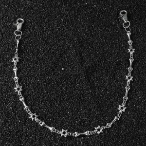 Hip Hop Heren Vintage Zilver Zinklegering Bot Pentagram Patchwork Broekketting Gothic Punk Taille Ketting Decoratieve Riem Accessoire