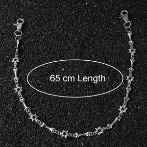 Punk hip-hop metalen broekketting voor heren, vintage ster- en botontwerp portemonnee ketting.