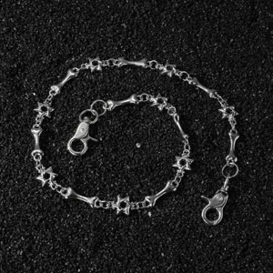 Punk gothic hip-hop metalen broekketting met bot en ster bedels streetwear detail