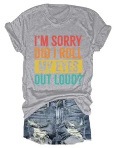 T-shirt femme décontracté à manches courtes et col rond avec slogan amusant, assorti en jean.