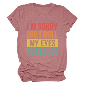 T-shirt femme décontracté à manches courtes et col rond avec imprimé amusant.