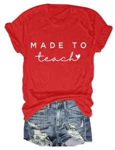 Rode dames ronde hals korte mouw t-shirt casual letterprint top met modieuze look