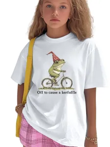 Enfants mignon grenouille graphique manches courtes t-shirt loisirs haut blanc