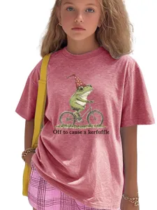 Enfants drôle grenouille vélo graphique manches courtes t-shirt haut d'été vêtements