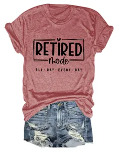 Women casual round neck short sleeve t shirt with funny letter print and denim shorts.