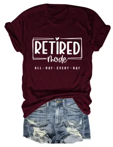 Casual women's short-sleeve crewneck t-shirt with letter print matched with denim shorts.