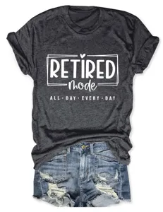 Detailed view of dark gray women short sleeve t-shirt with funny text and casual summer style