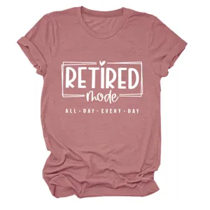 Detailed view of the casual women's pink short sleeve t-shirt with front text print.