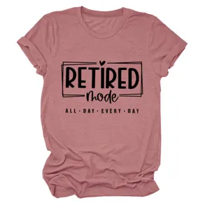 Women casual short sleeve crewneck t-shirt retired mode graphic top comfortable apparel