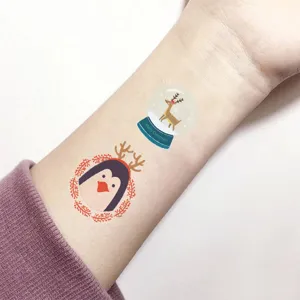 Kids cartoon Christmas cute temporary tattoo stickers, waterproof holiday body art decals for party.