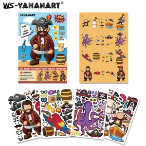 Cartoon Pirate Theme DIY Expression Kids Stickers Removable Craft Paper Decorative Wall Stickers For Home Room Decor