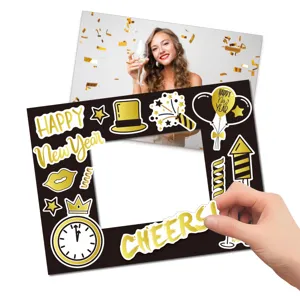 New Year photo booth frame black gold party props celebration decorations for holiday events