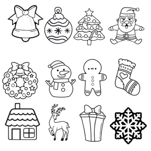 Set de plantilla de papel de arte para raspar de Navidad con varias formas festivas lindas.