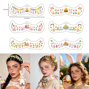 Pegatinas Tatuaje Facial Pascua Impermeable Conejo Huevo Fiesta Maquillaje Pecas Calcomanías