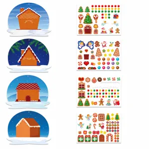 Set adesivi fai da te casa di pan di zenzero di Natale, festa per bambini decorazione.