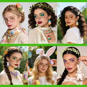 Tatuajes temporales de cara de Pascua pegatinas impermeables pecas para fiesta maquillaje