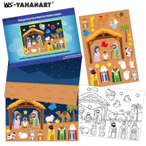 Kit d autocollants de Nativite de Noel pour enfants avec fonds et autocollants reutilisables.